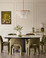 Shay olive green velvet dining chair