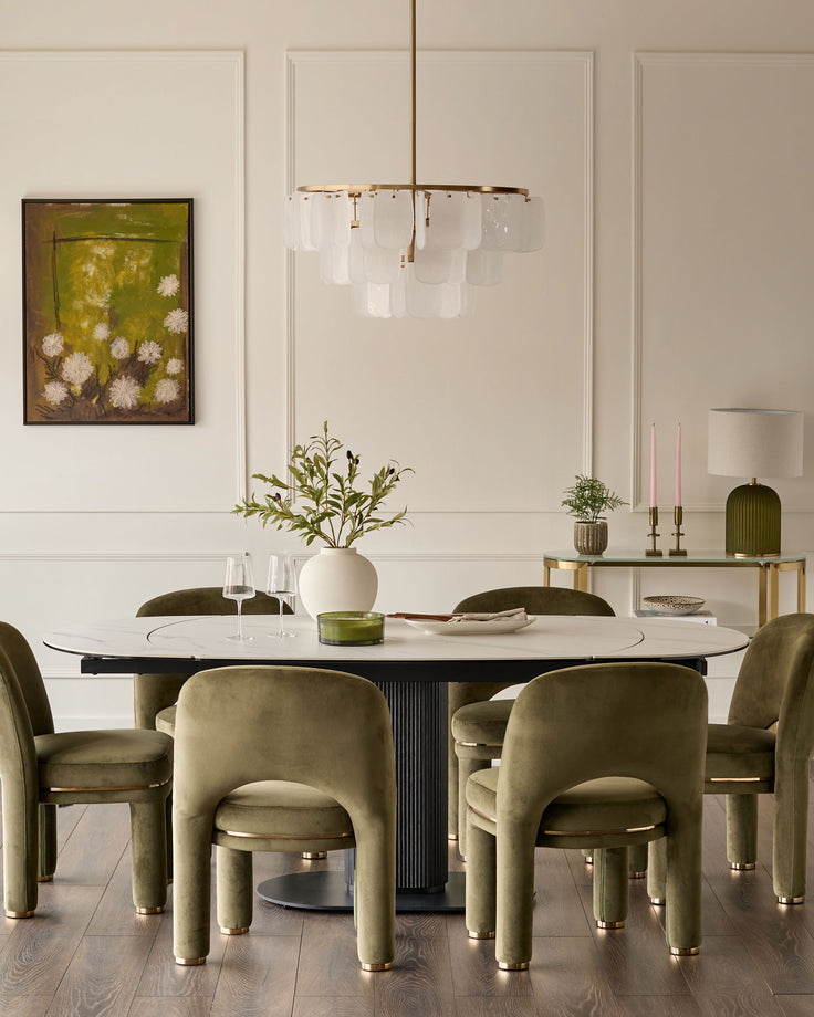 Vidal white ceramic 4 - 6 seater extending dining table
