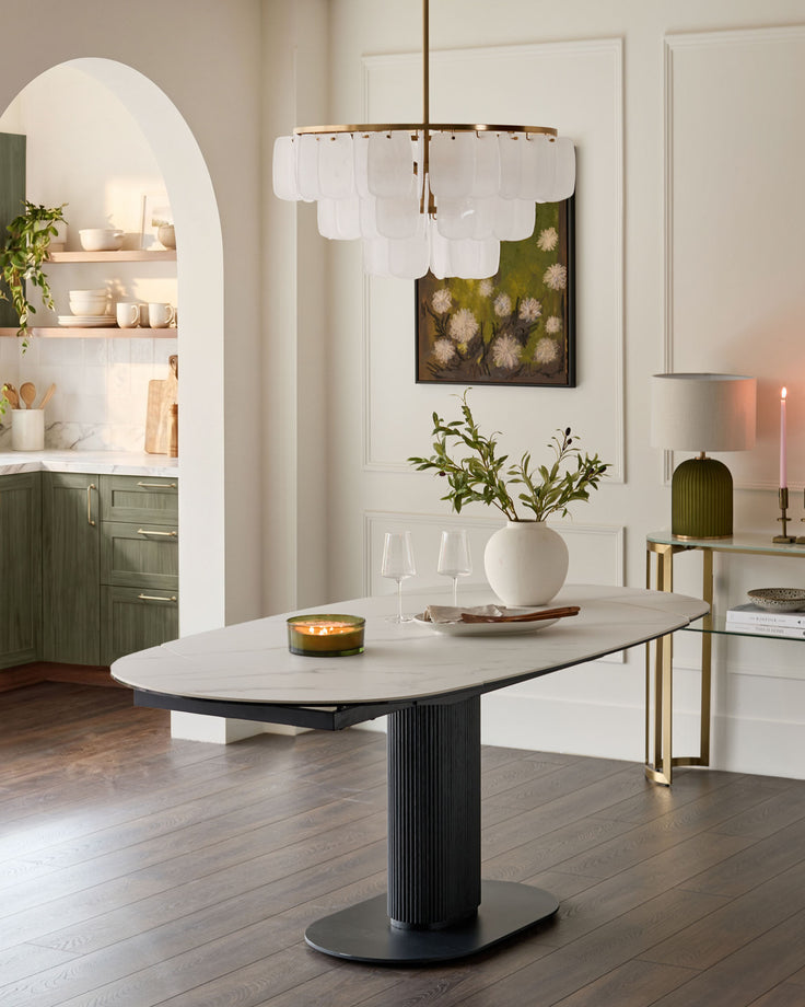 Vidal white ceramic 4 - 6 seater extending dining table