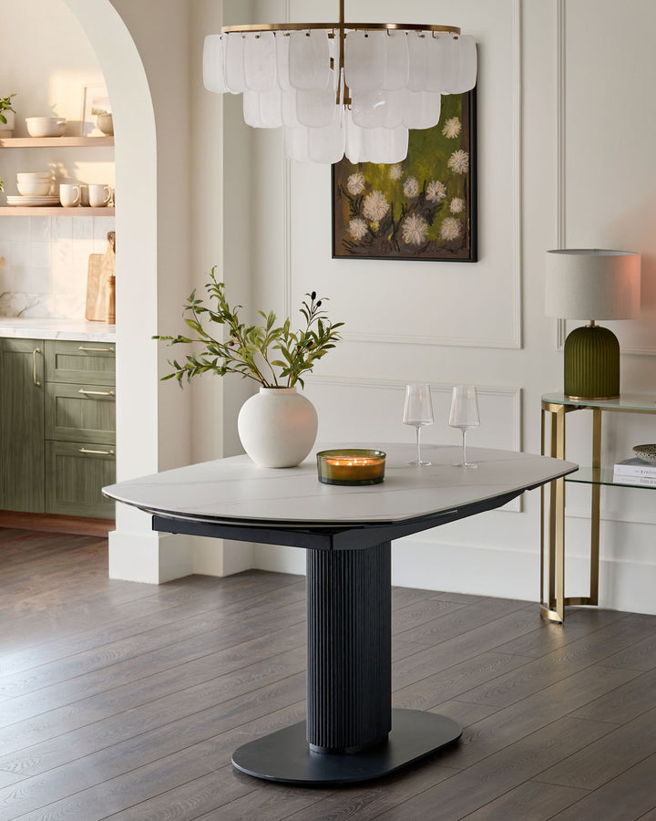 Vidal white ceramic 4 - 6 seater extending dining table
