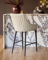 Whitney cream fabric and light grey faux leather bar stool