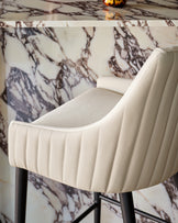 Whitney cream fabric and light grey faux leather bar stool