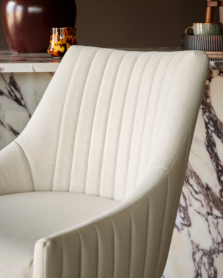 Whitney cream fabric and light grey faux leather bar stool