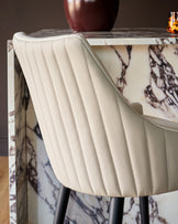 Whitney cream fabric and light grey faux leather bar stool