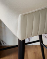 Whitney cream fabric and light grey faux leather bar stool