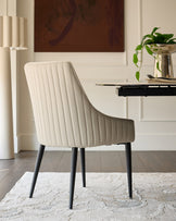 Whitney cream fabric and light grey faux leather dining chair