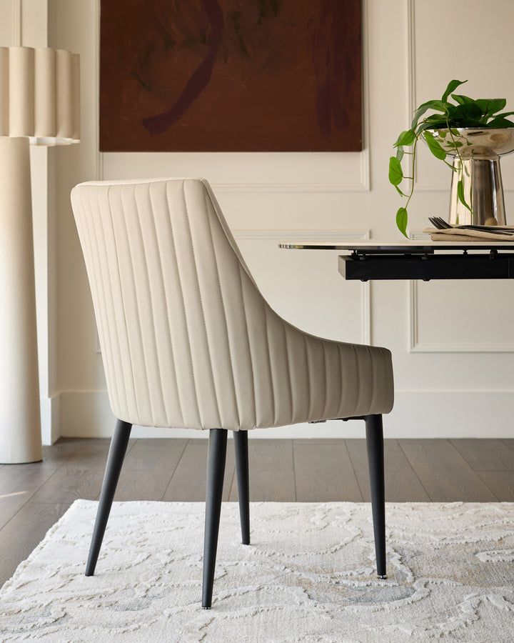 Whitney cream fabric and light grey faux leather dining chair