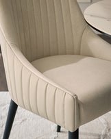 Whitney cream fabric and light grey faux leather dining chair