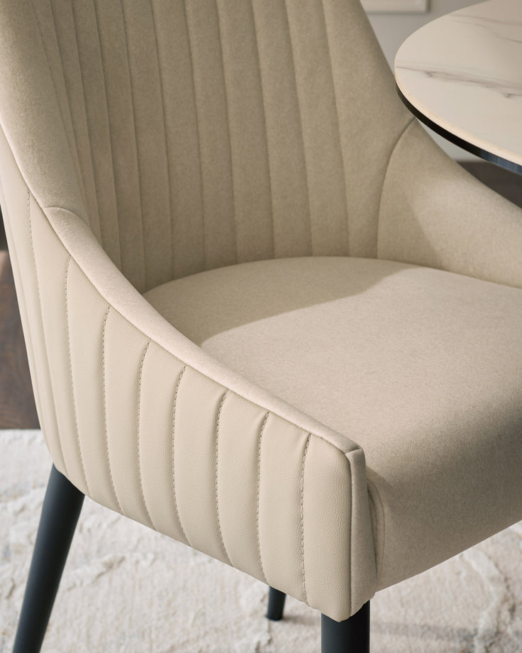 Whitney cream fabric and light grey faux leather dining chair