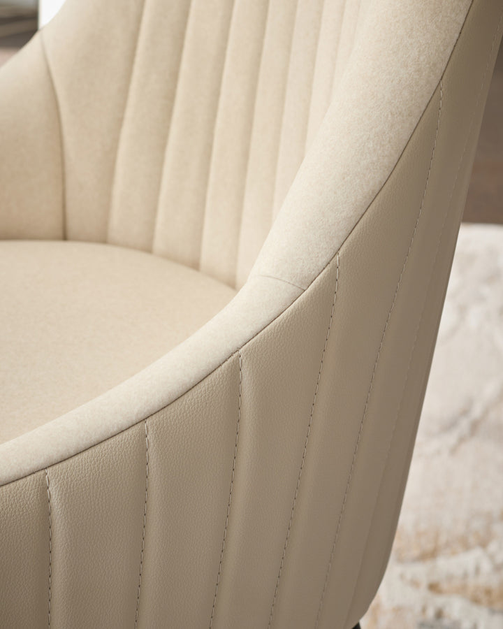 Whitney cream fabric and light grey faux leather dining chair
