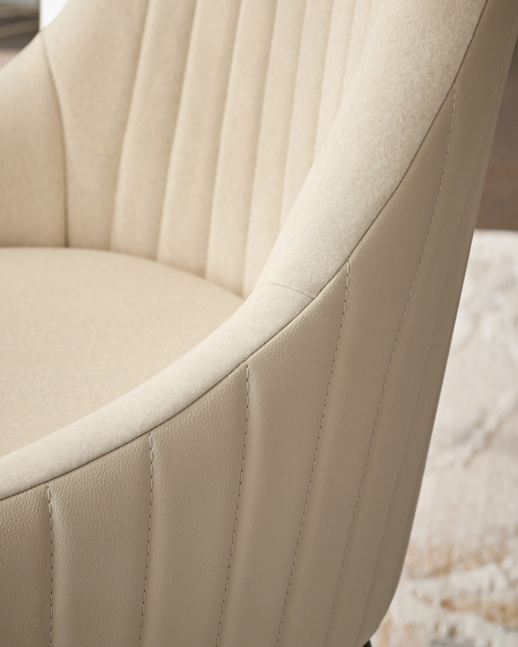 Whitney cream fabric and light grey faux leather dining chair
