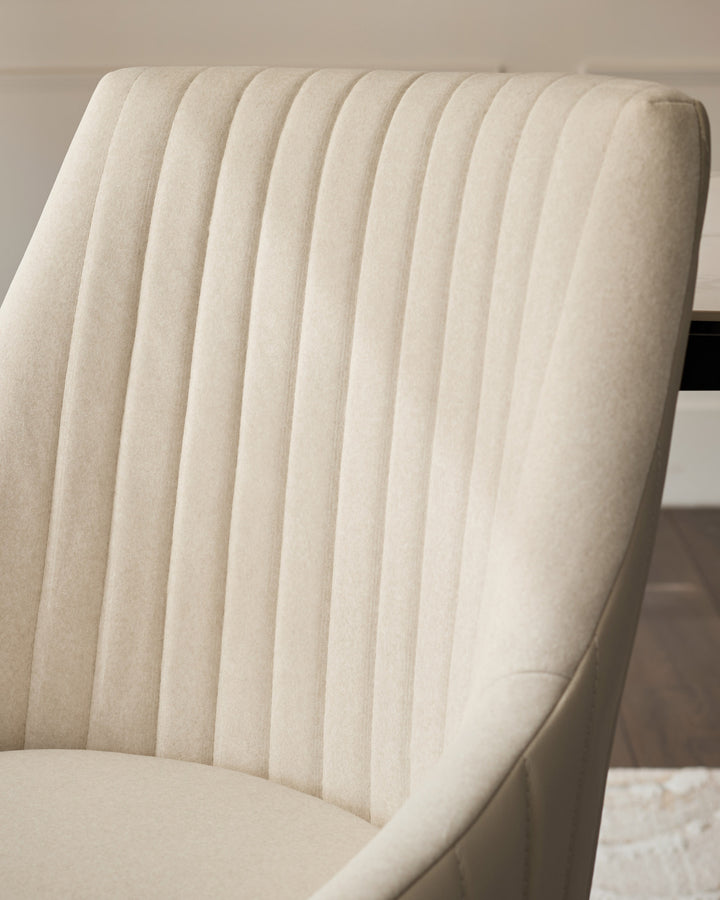 Whitney cream fabric and light grey faux leather dining chair