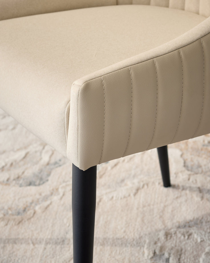 Whitney cream fabric and light grey faux leather dining chair
