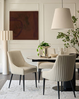 Whitney cream fabric and light grey faux leather dining chair