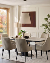 Whitney cream fabric and light grey faux leather dining chair