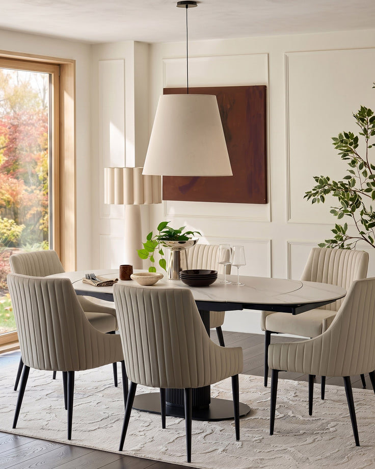 Whitney cream fabric and light grey faux leather dining chair