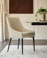 Whitney cream fabric and light grey faux leather dining chair