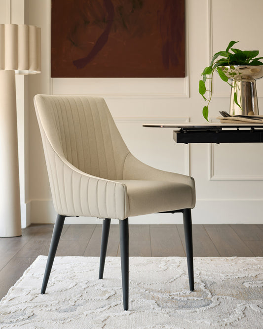 Whitney cream fabric and light grey faux leather dining chair
