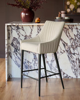 Whitney cream fabric and light grey faux leather bar stool