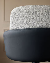 Wren grey fabric and black faux leather gas lift bar stool