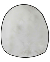 Caspian Pebble Wall Mirror with black frame, oval rounded shape, white/cream pebbled glass surface.