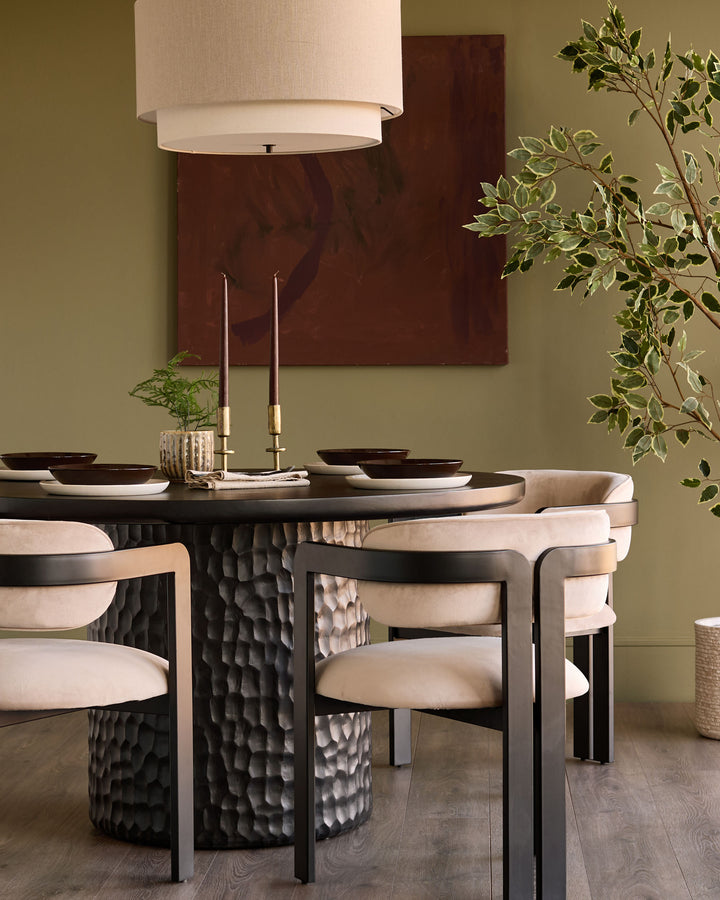 Xander champagne velvet dining chair