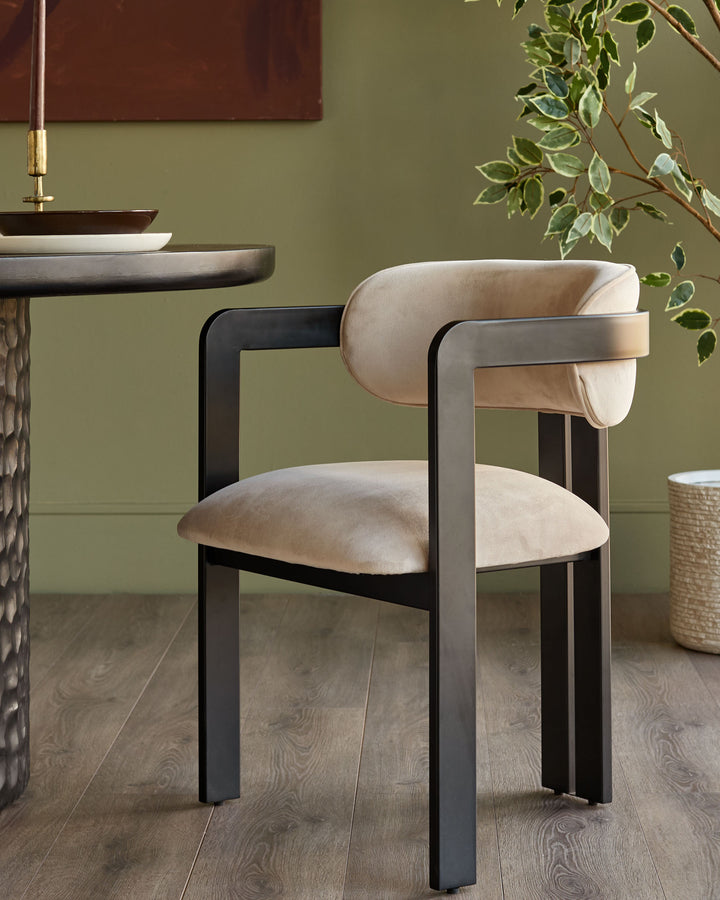Xander champagne velvet dining chair