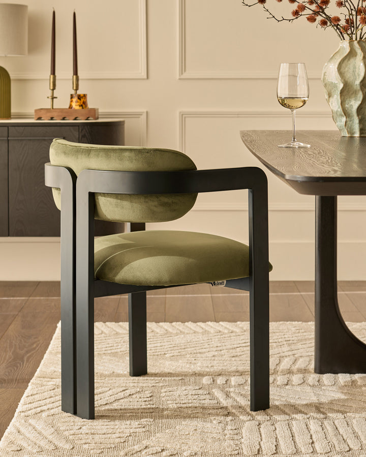 Xander olive green velvet dining chair