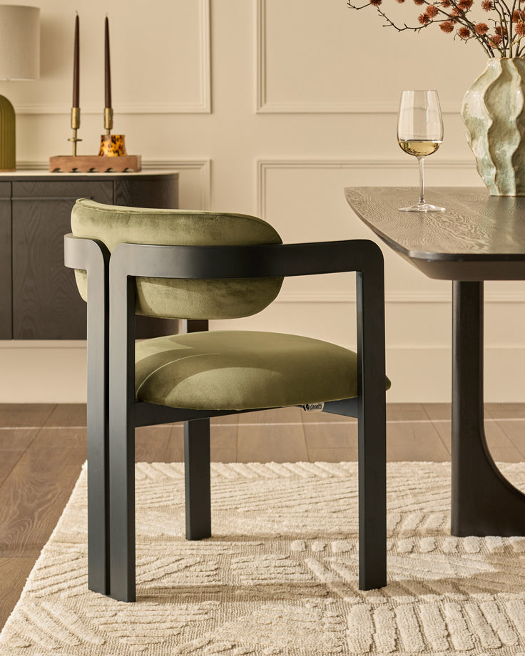 Xander olive green velvet dining chair