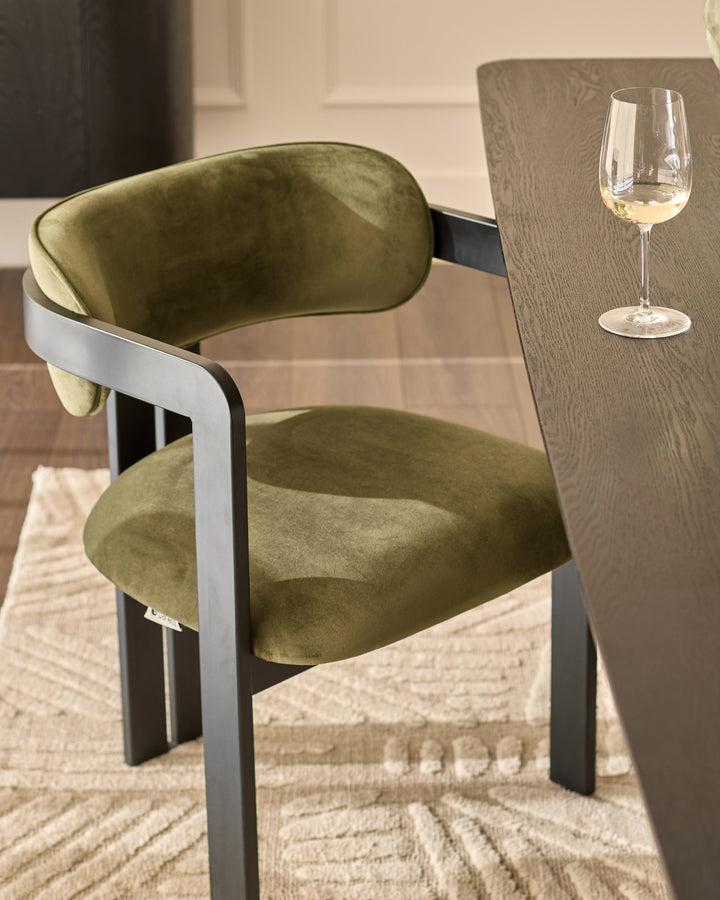 Xander olive green velvet dining chair