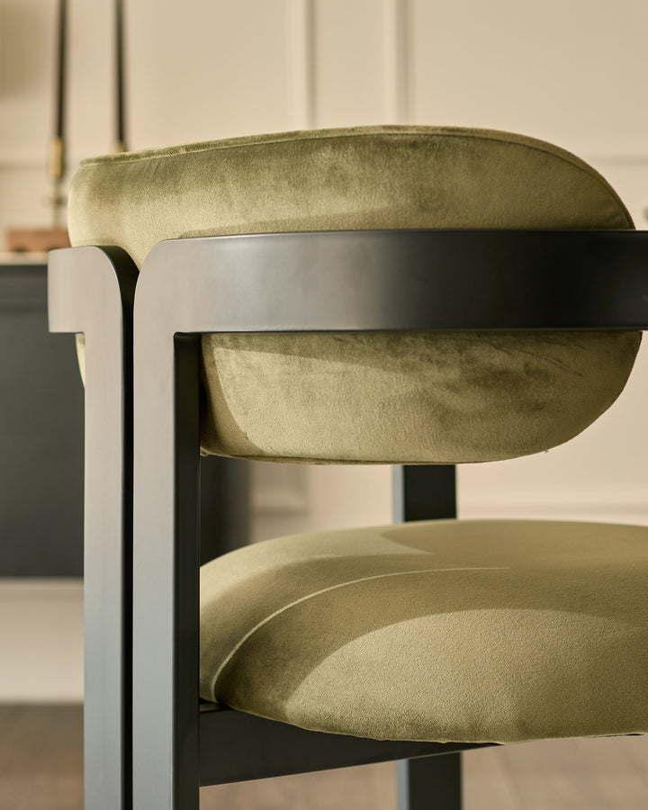 Xander olive green velvet dining chair