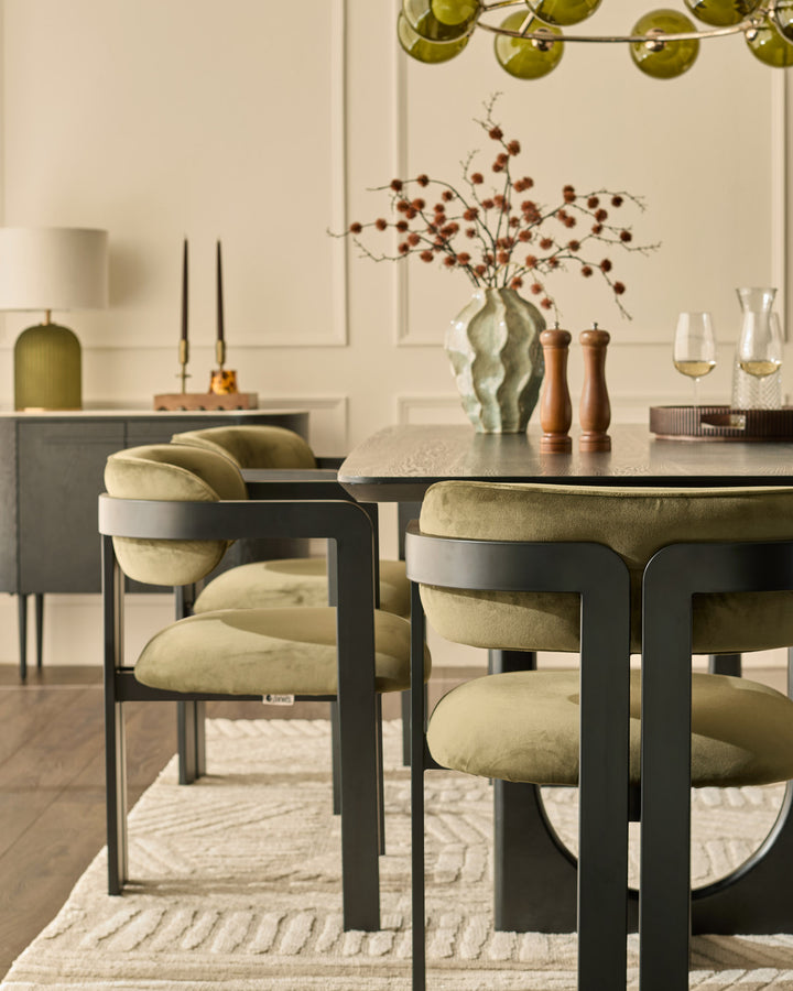 Xander olive green velvet dining chair