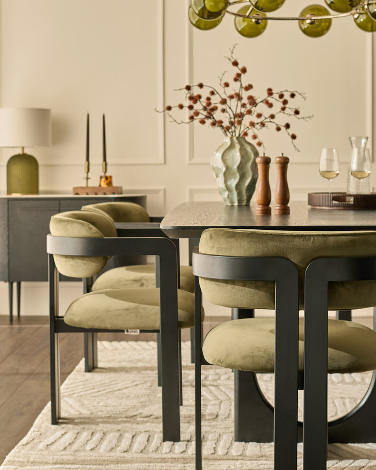Xander olive green velvet dining chair
