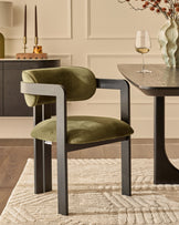 Xander olive green velvet dining chair
