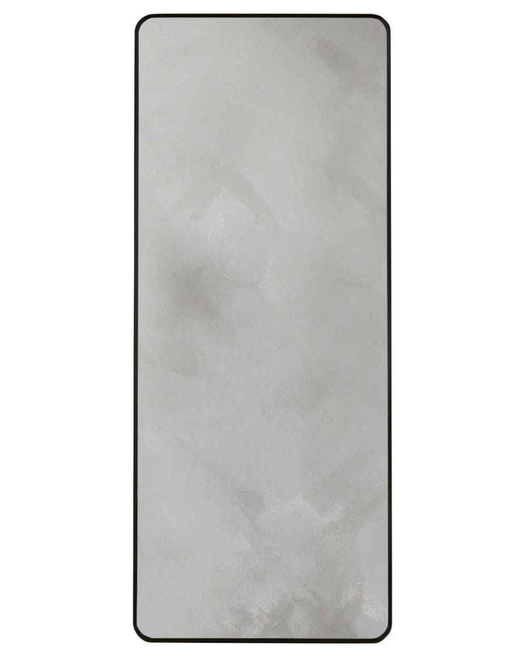 Yannis rectangular full-length leaner mirror with black frame, shown in portrait orientation against white background.