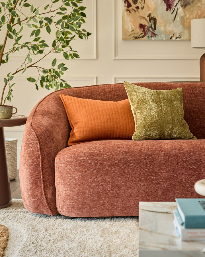 Zoey apricot chenille 2 seater sofa