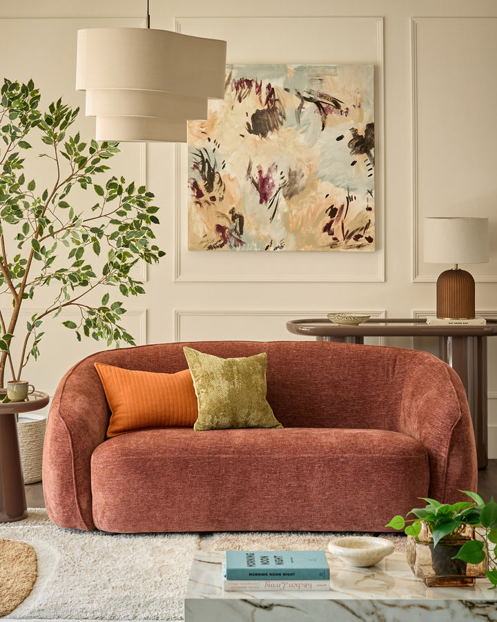 Zoey apricot chenille 2 seater sofa