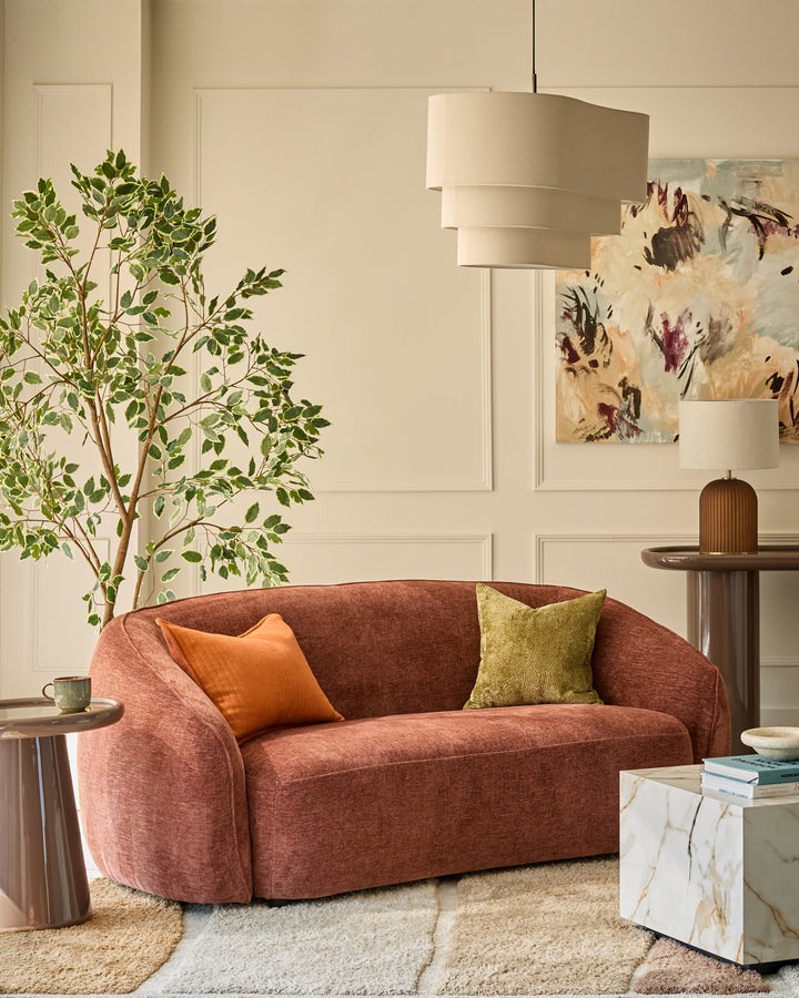 Zoey apricot chenille 2 seater sofa