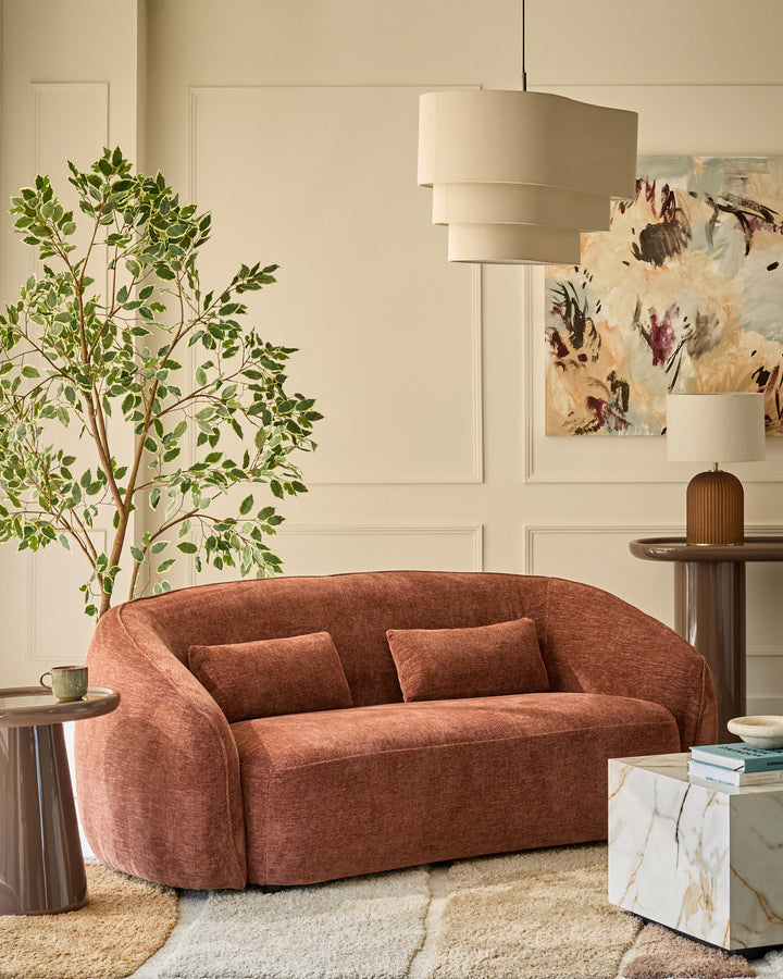 Zoey apricot chenille 2 seater sofa