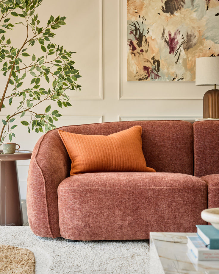 Zoey apricot chenille 3 seater sofa