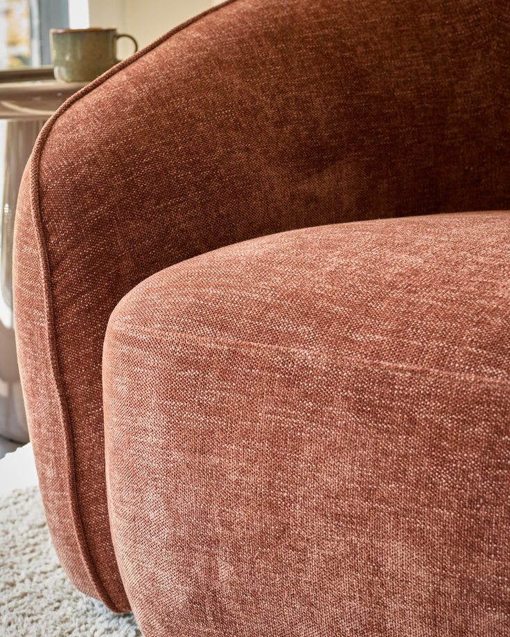 Zoey apricot chenille 3 seater sofa