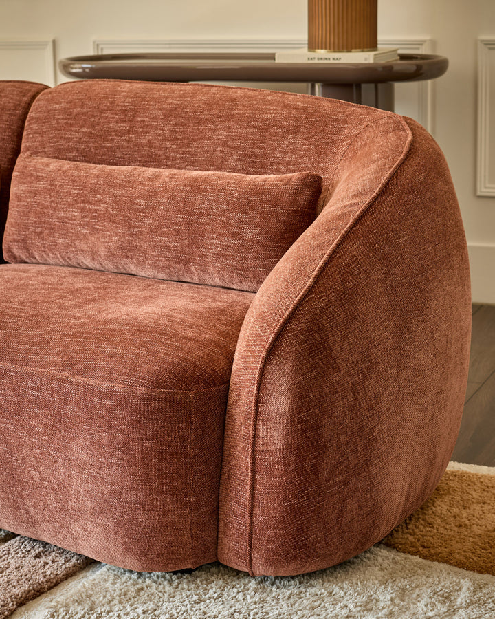 Zoey apricot chenille 3 seater sofa