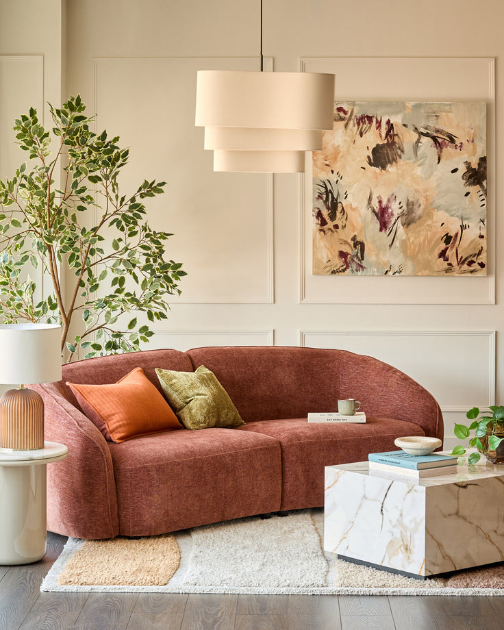 Zoey apricot chenille 3 seater sofa