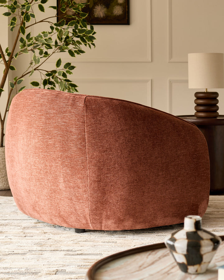 Zoey apricot chenille armchair