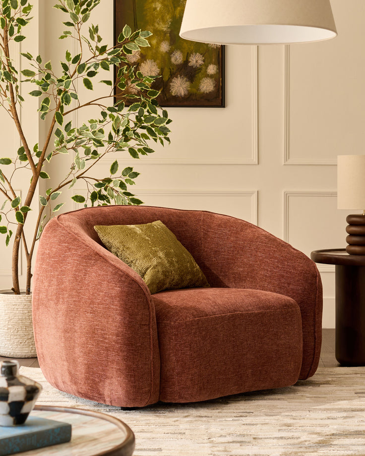 Zoey apricot chenille armchair