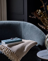 Zoey blue grey fabric armchair