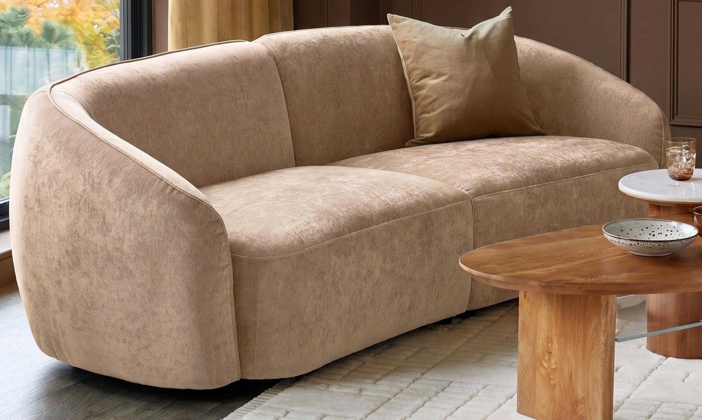 Zoey champagne fabric 2 seater sofa