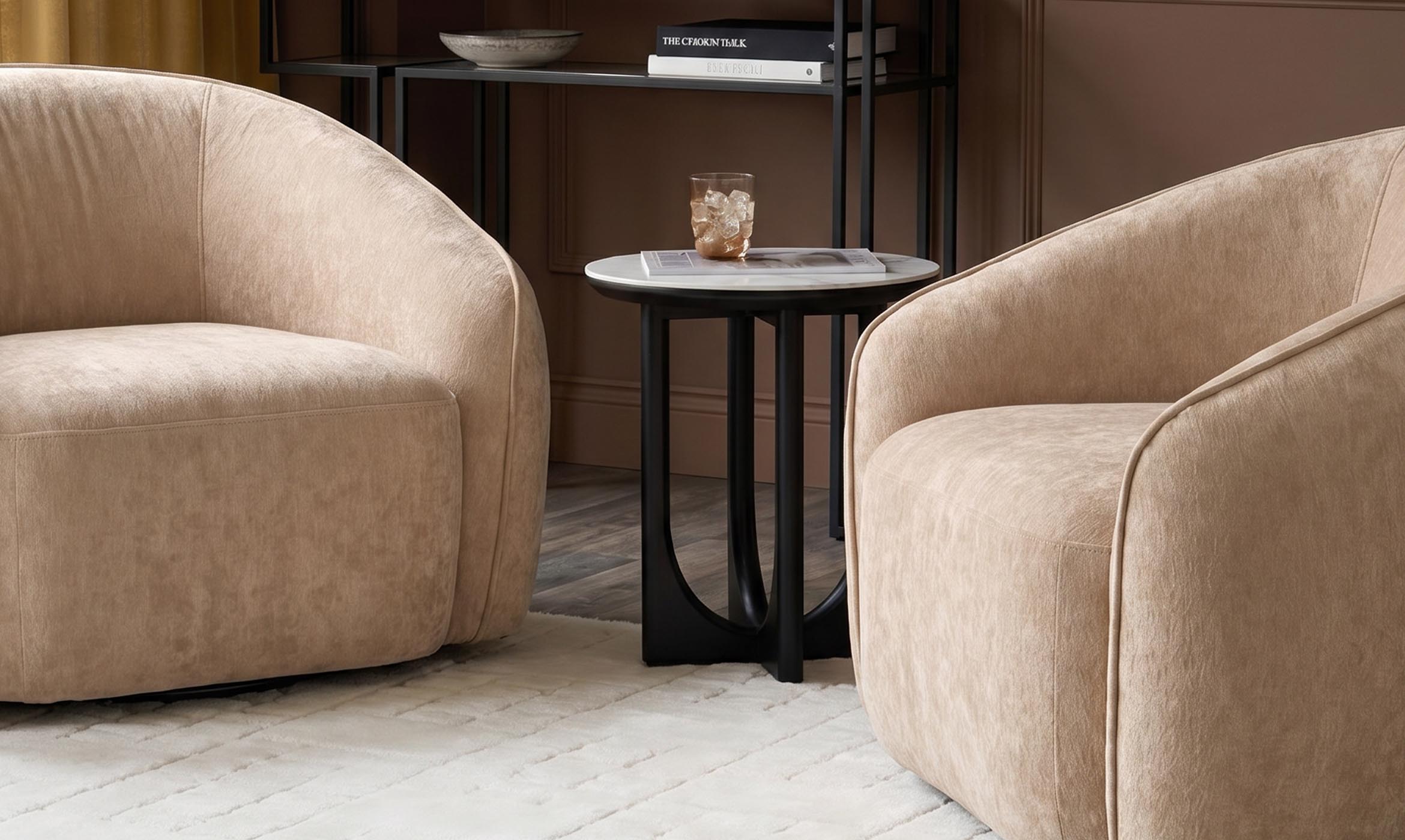 Zoey champagne chenille armchair