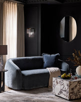 Zoey blue grey fabric 2 seater sofa