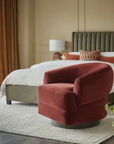 Callan toffee red velvet swivel accent chair